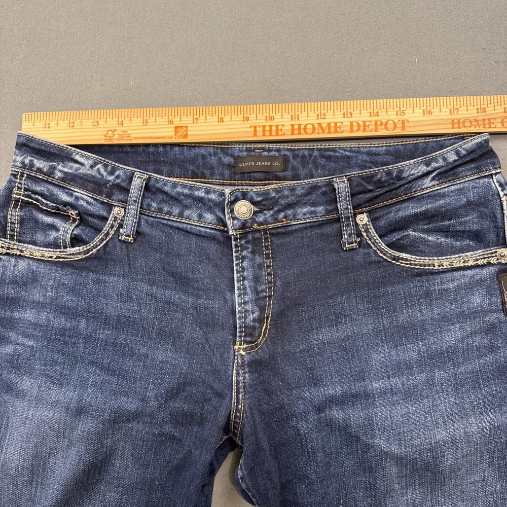 Women's Silver boyfriend Jeans Co W31/L25 straight dark wash whiskering - Picture 9 of 10